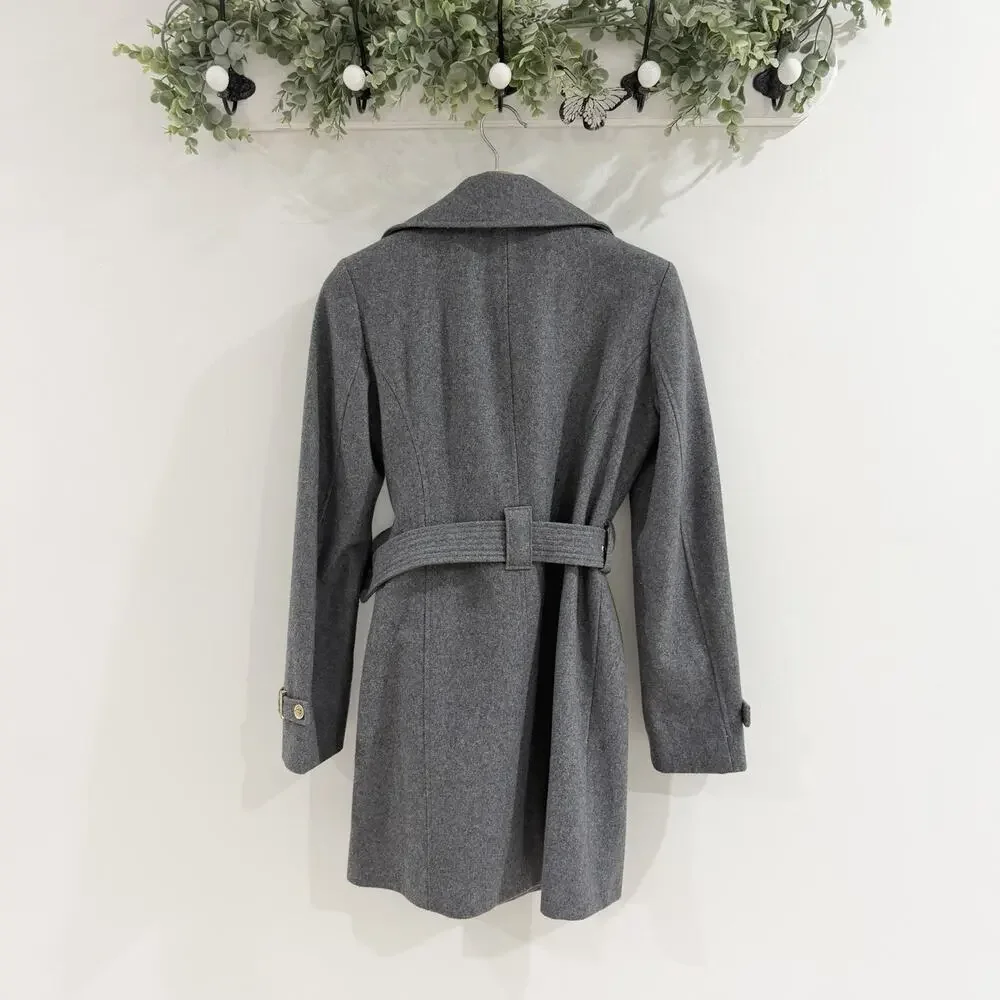 Michael Kors Grey Full Zip Belted Trench Coat Designer Luxury DG 2